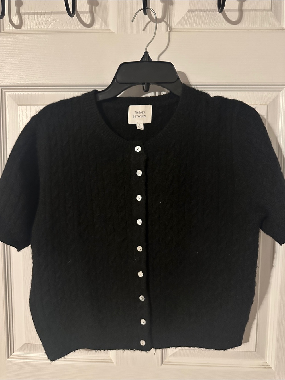 Things Between Black Short-Sleeve Button Cardigan